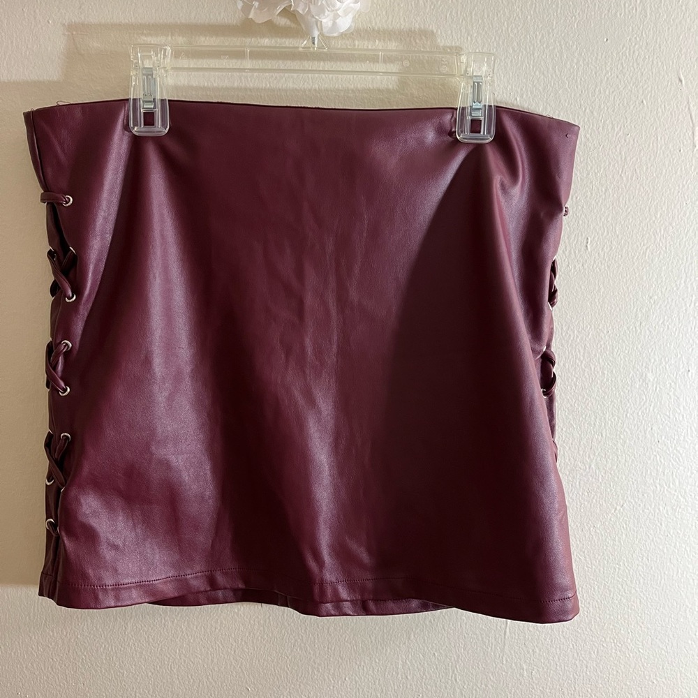 rue21 Cherry Red Faux Leather Mini Skirt